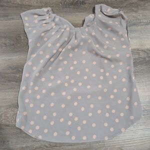 LC Lauren Conrad Taupe Polka Dot Sleeveless Top with Blush Dots